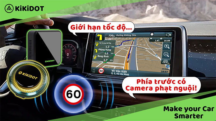 Android Box KiKiDOT cho xe KIA Carnival - cảnh báo tốc độ, camera giao thông